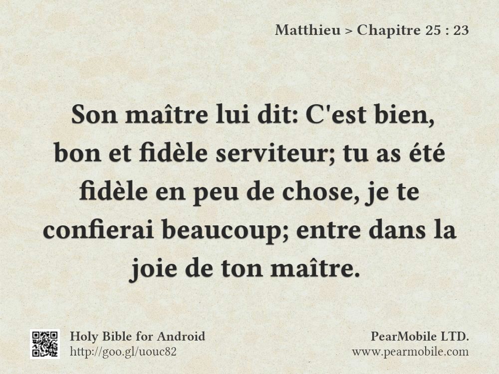 Matthieu, Chapitre 25:23